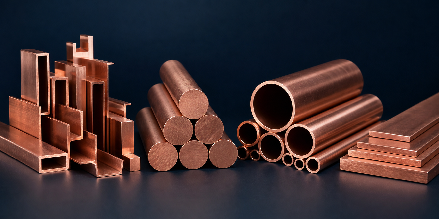 Copper sections, rods, tubes and flats product range